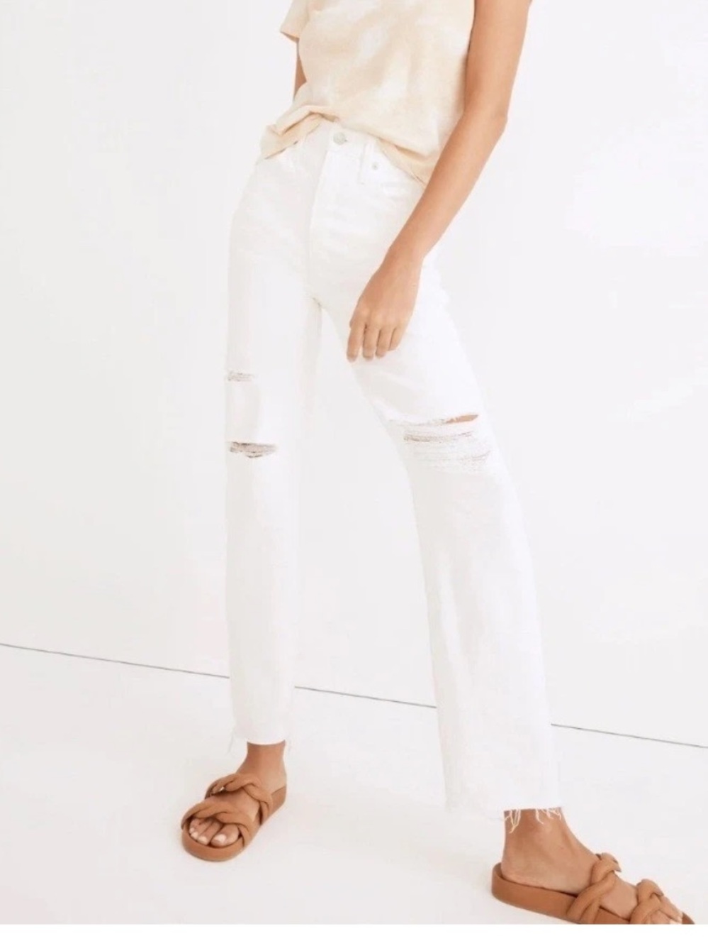 Madewell The Perfect Vintage Straight jeans sz 28 raw hem frayed distressed pant